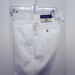 Lauren Ralph Lauren Men’s Flat Front Cotton Fully Lined Twill Pants in White